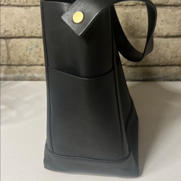 All Saints Black Leather Tote with Gold Zipper - Picture 12 of 12